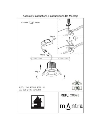***OFER/DES*** FORMENTERA * EMPOTRABLE LED COB (Basculante) 12W - 4000K